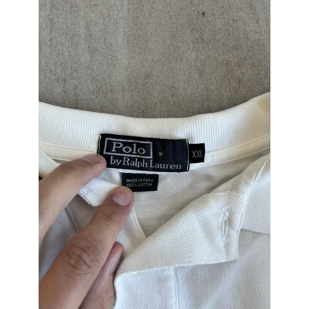 Polo Ralph Lauren Rugby Shirt Long Sleeve Men’s XXL White Blue Preppy